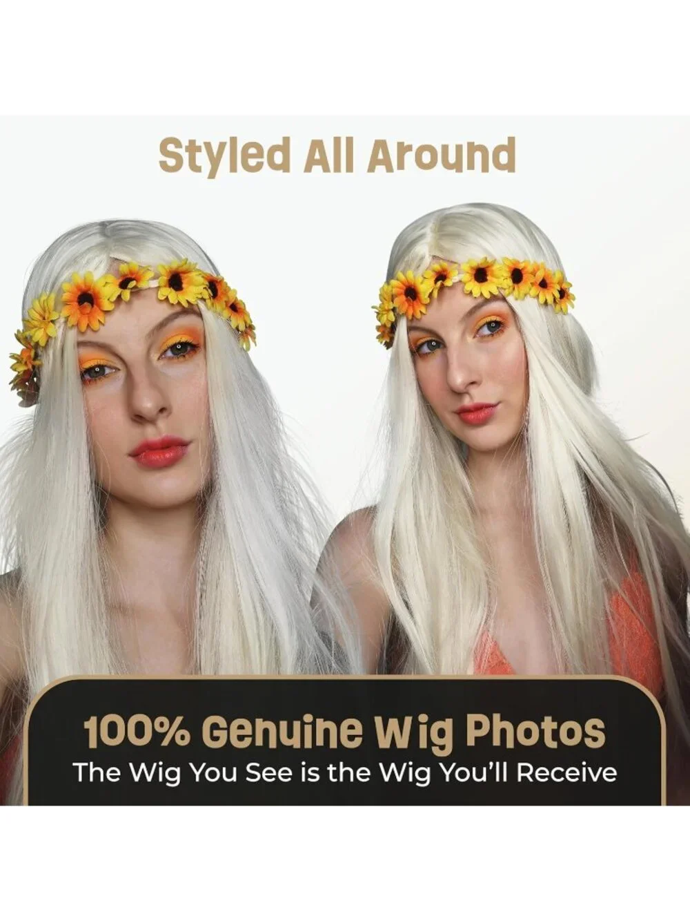 Women's Blonde 1 10 Inch Heat Resistant Realistic Disco Long Curly Hair Wigs